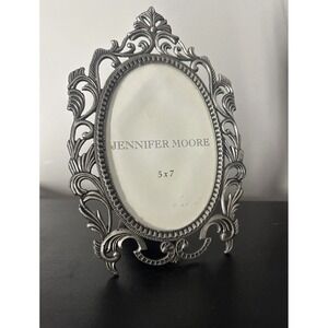 Silver Pewter Filigree Scroll 5x7 Photo Picture Frame Jennifer Moore Oval